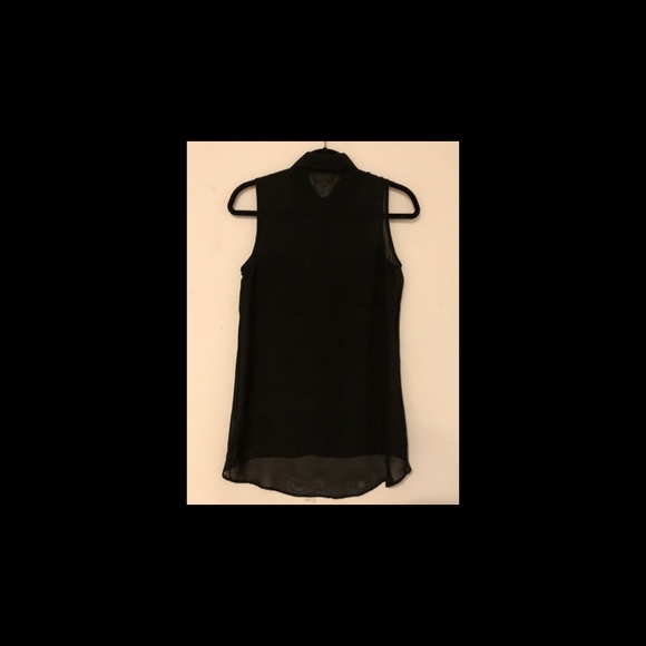 Kirra Long Sheer Black Button Down Top - S - Picture 2 of 3